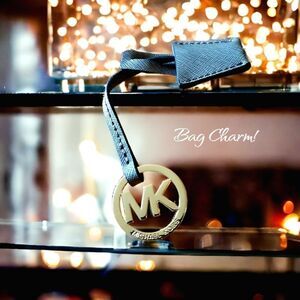 MICHAEL KORS Gold and Brown Leather Purse Charm